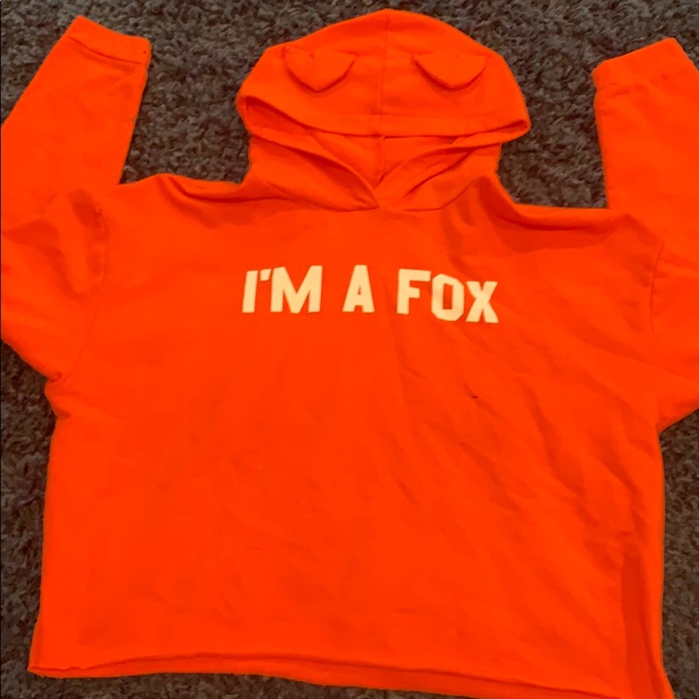 “I’m a fox” cropped hoodie with ears